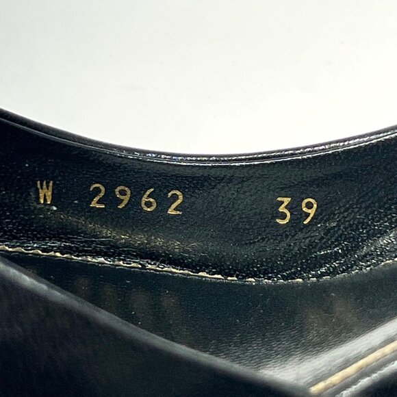 Tom Ford Padlock Black Leather Heels Women Pointed Toe Golden Kitty Heel Size 39 - Picture 8 of 13